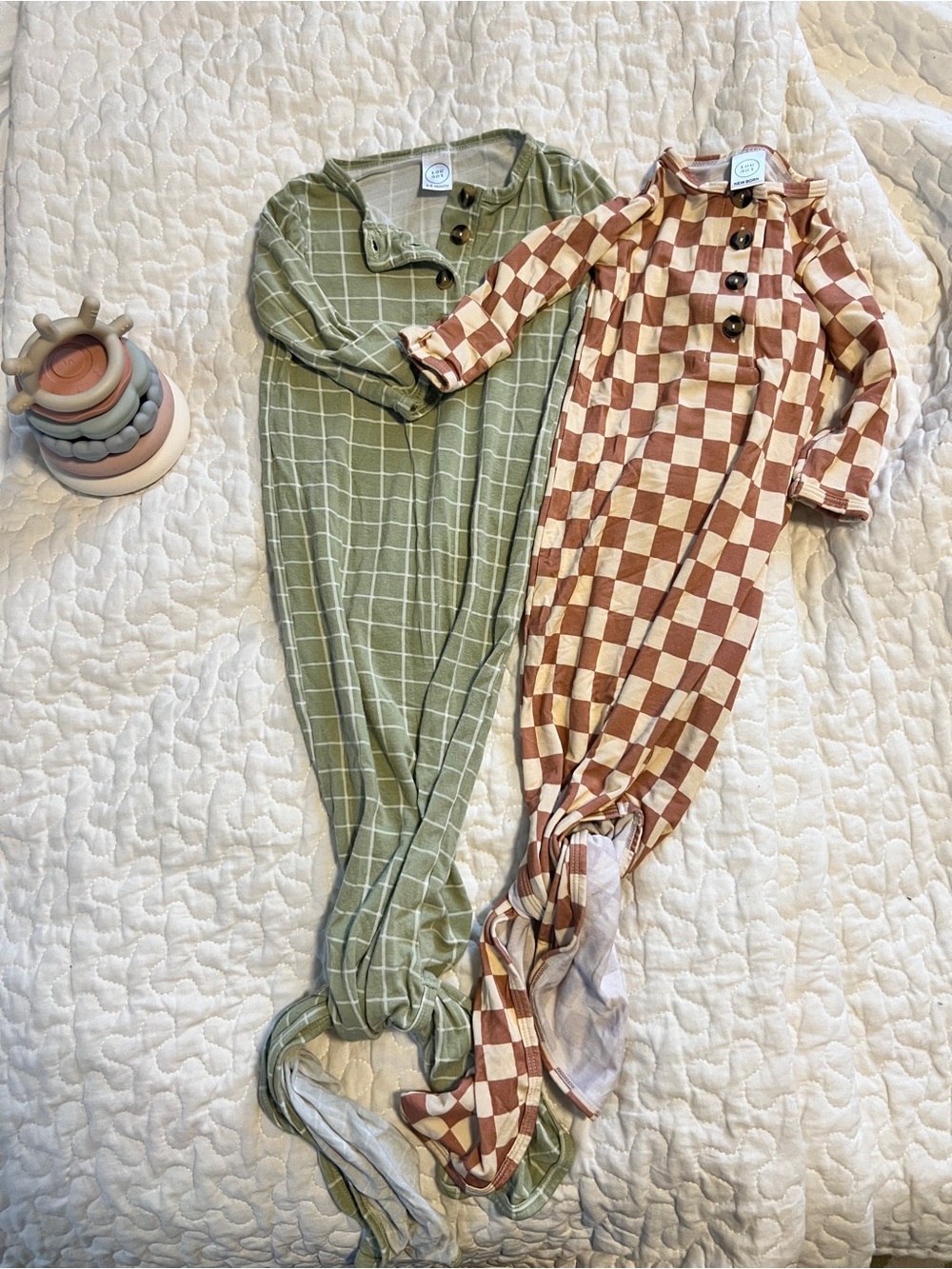 Lou Lou & Co. NWOT Bamboo Knotted Gown Lot - NWOT Rudy Newborn & EUC Sage 3-6